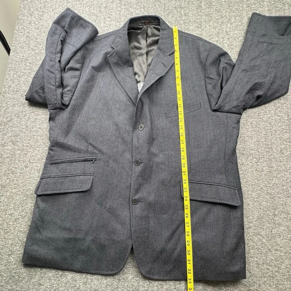 Kroon Sport Coat Mens 48R‎ Blue 100% Wool Striped Ritchie 2 Button *No liner*